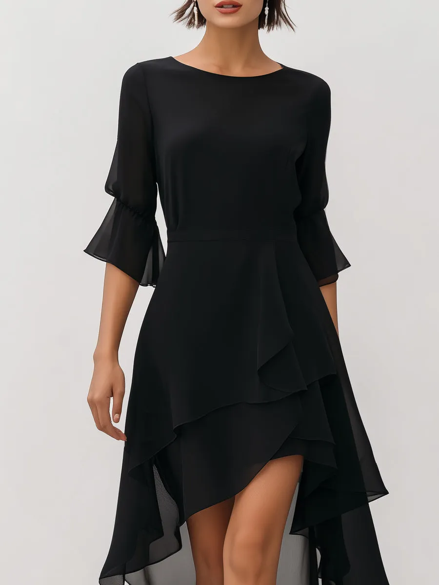 Asymmetric Layered Chiffon Hem Midi Dress sold by Mooyius product image thumbnail 2