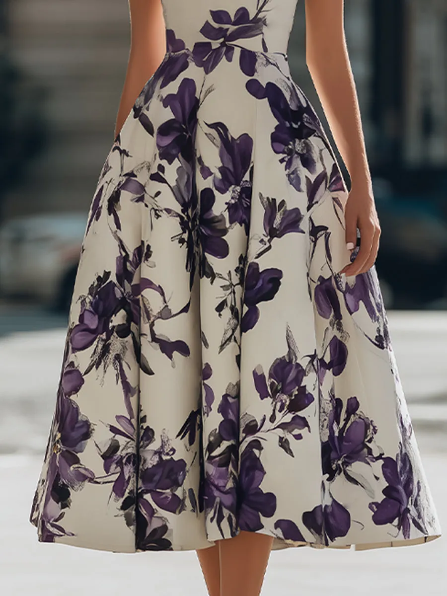 Sleeveless Floral Print A-Line Midi Dress sold by Mooyius product image thumbnail 4
