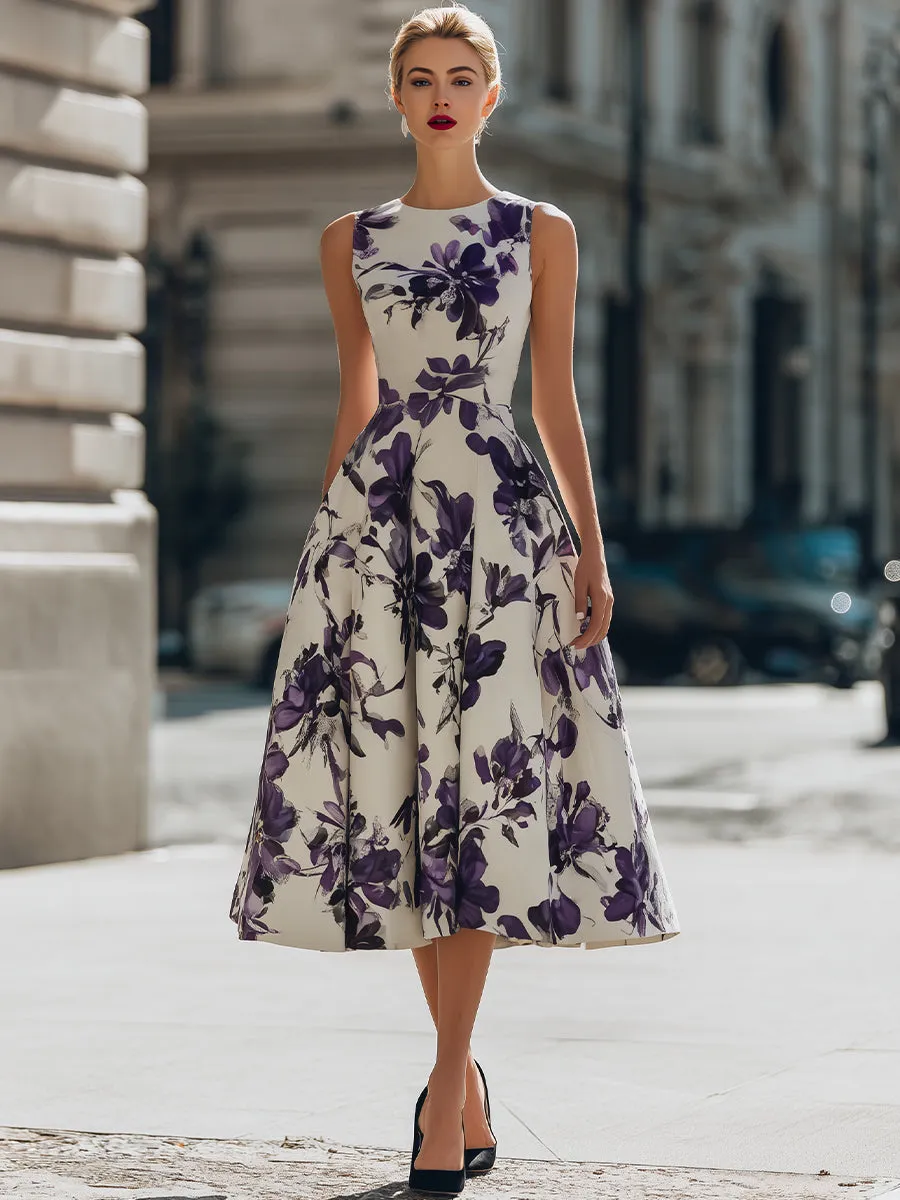 Sleeveless Floral Print A-Line Midi Dress sold by Mooyius product image thumbnail 2