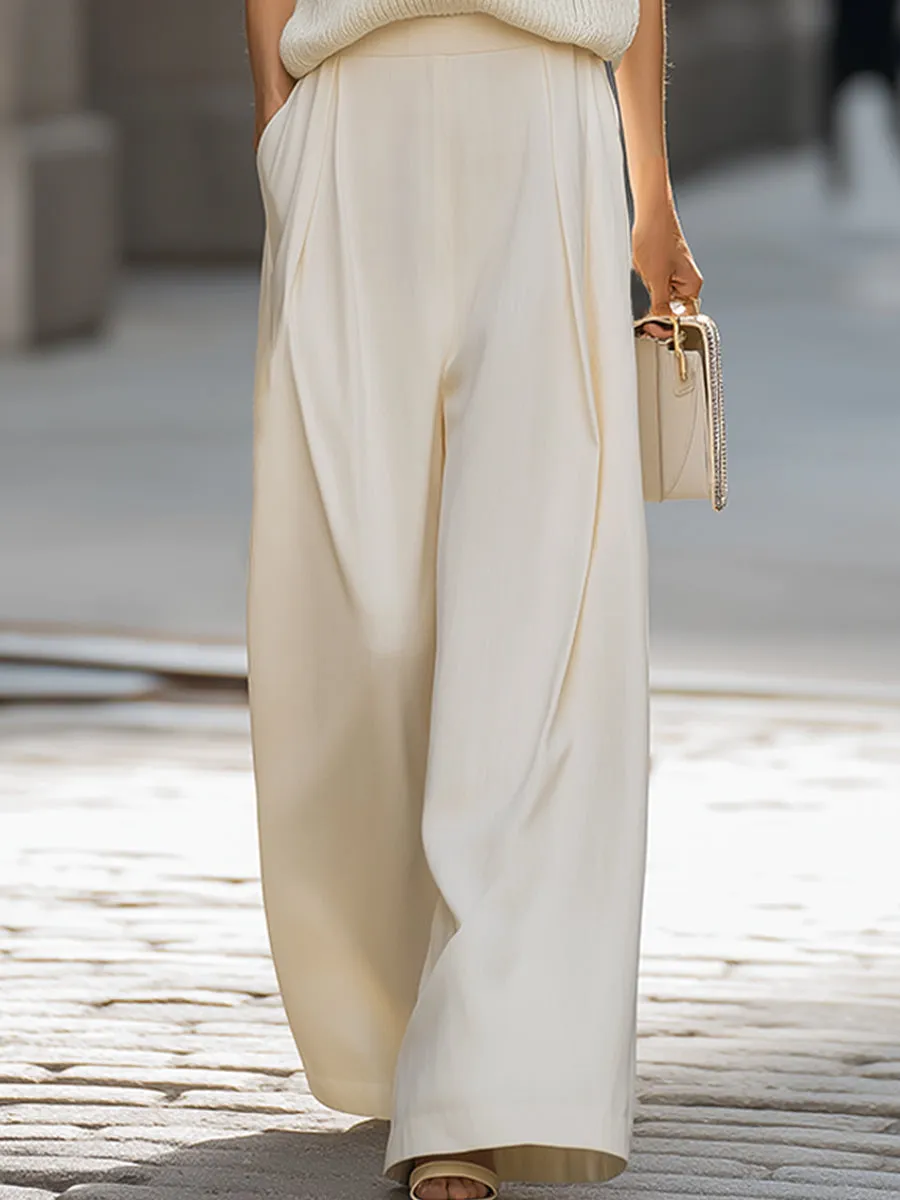 Relaxed V-Neck Knit Vest & Wide-Leg Trousers Set sold by Mooyius product image thumbnail 4