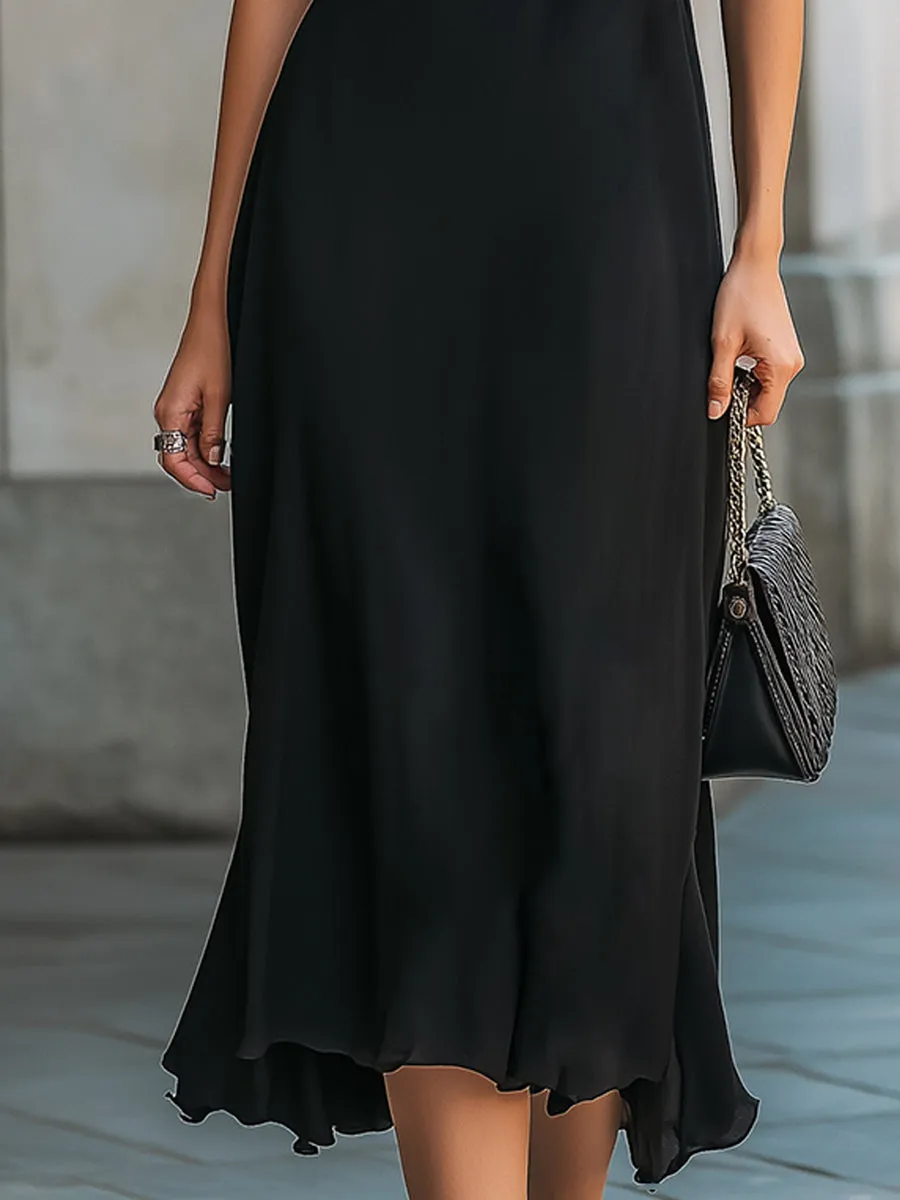 Cold-Shoulder Draped Cowl Neck Midi Dress sold by Mooyius product image thumbnail 3