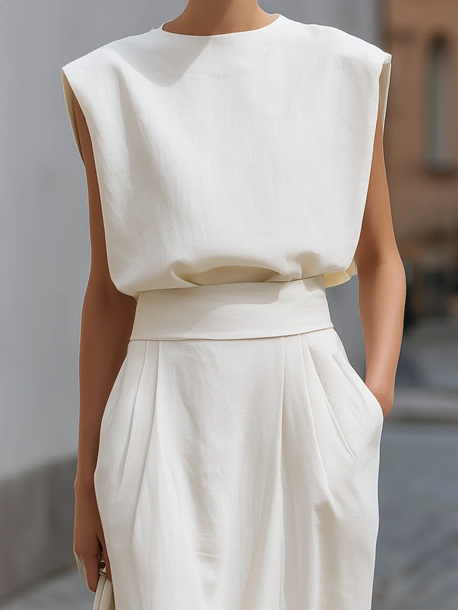Elegant Cream Linen-Blend Two-Piece Set sold by Mooyius product image thumbnail 3