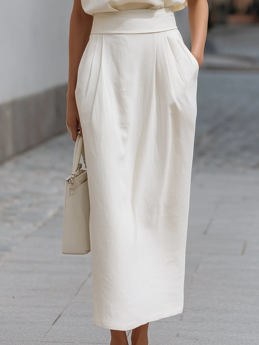 Elegant Cream Linen-Blend Two-Piece Set sold by Mooyius product image thumbnail 4