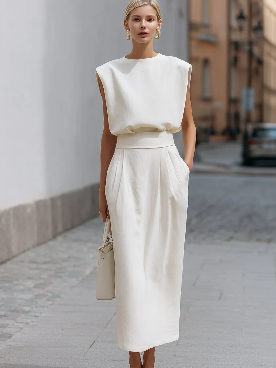 Elegant Cream Linen-Blend Two-Piece Set sold by Mooyius product image thumbnail 2