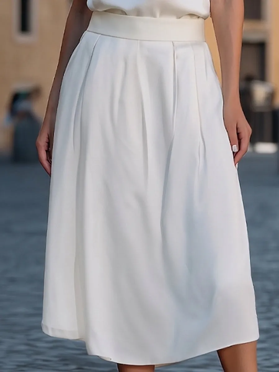 Halter Tie-Back Draped Top & A-Line Midi Skirt Set sold by Mooyius product image thumbnail 4