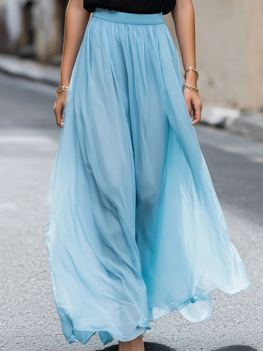 Embroidered Sheer Sleeve Top And Pleated Tulle Skirt Set sold by Mooyius product image thumbnail 3