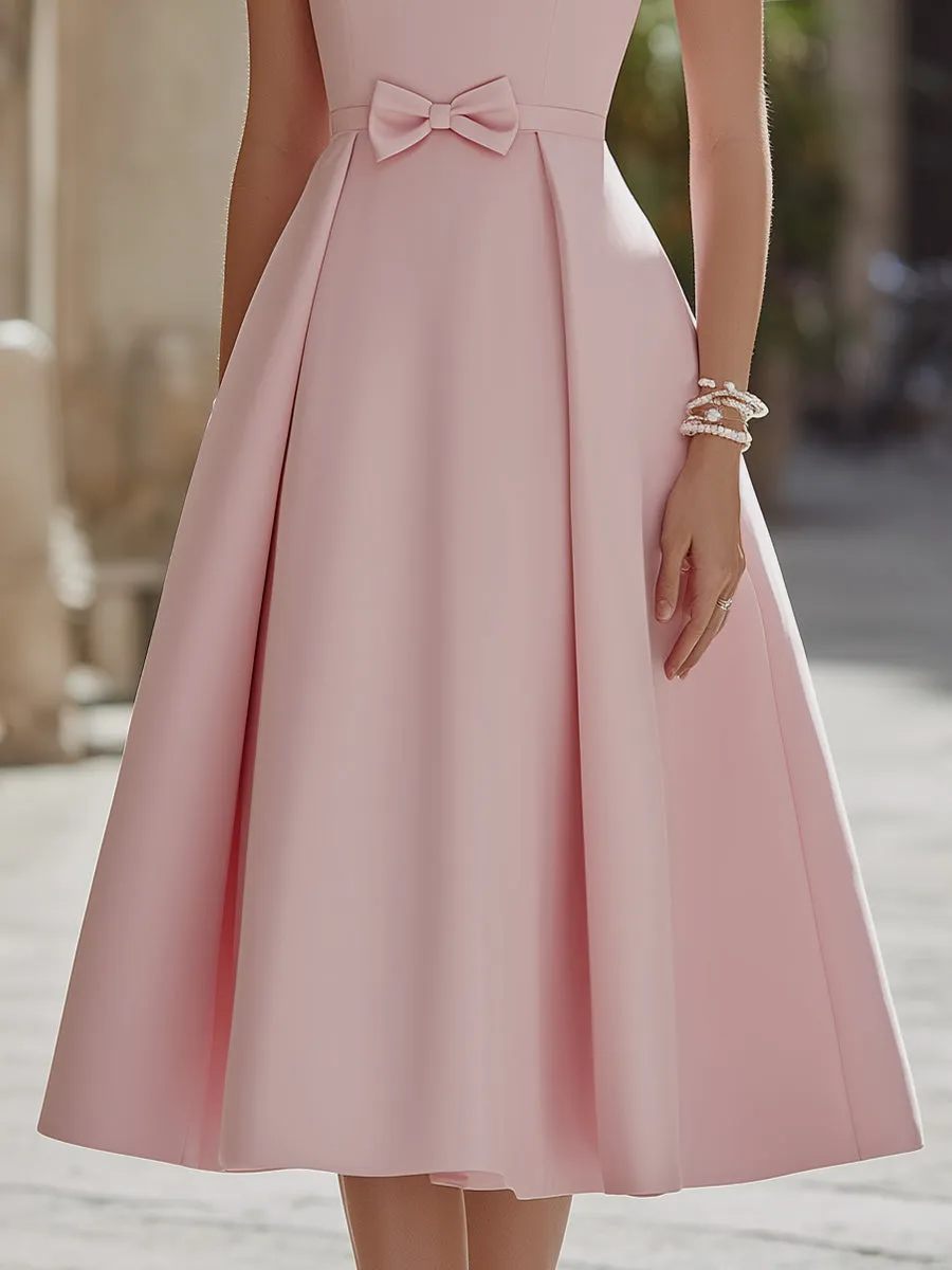Pleated Waist Sleeveless A-Line Midi Dress sold by Mooyius product image thumbnail 3