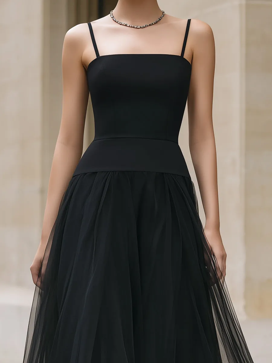 Elegant Black Tiered Tulle Maxi Dress sold by Mooyius product image thumbnail 2