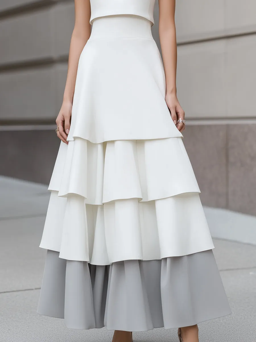 Sleeveless Layered Ruffle A-Line Maxi Dress sold by Mooyius product image thumbnail 3