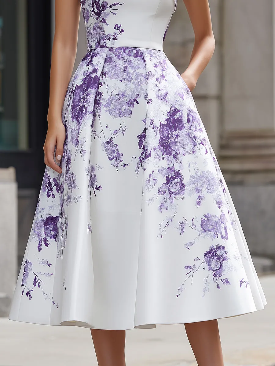 One-Shoulder Floral Print A-Line Midi Dress sold by Mooyius product image thumbnail 3