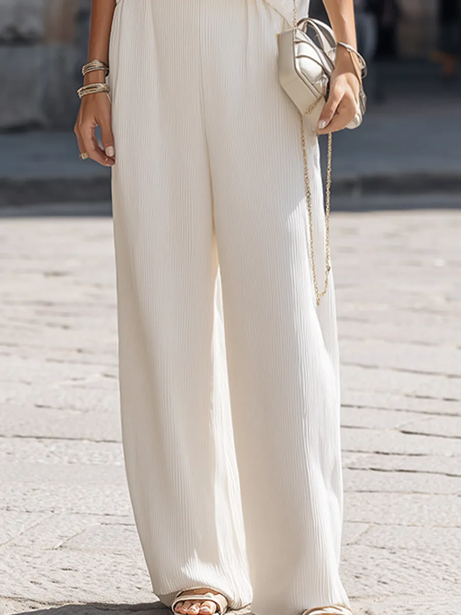 Pleated Sleeveless Relaxed Top And Wide-Leg Pants Set sold by Mooyius product image thumbnail 4
