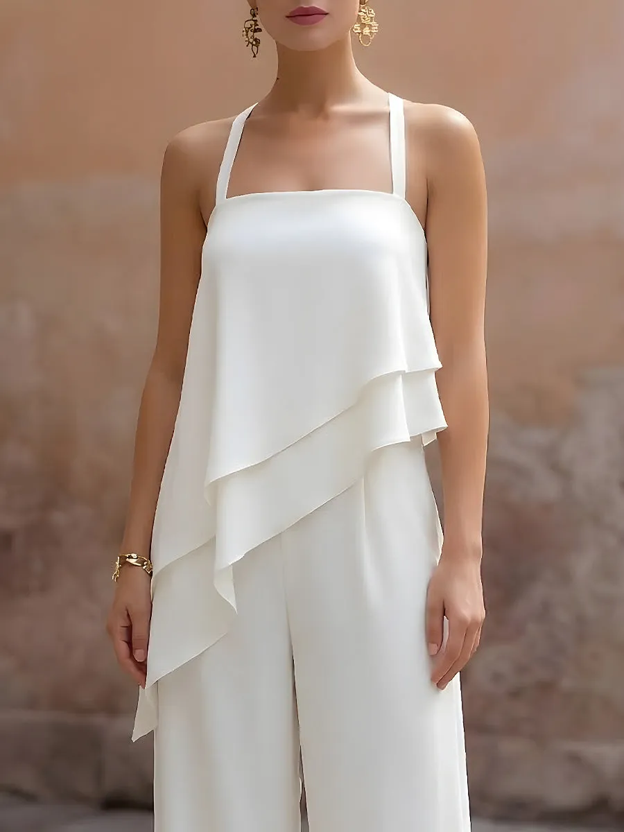 Layered Draped Halter Wide-Leg Jumpsuit sold by Mooyius product image thumbnail 3