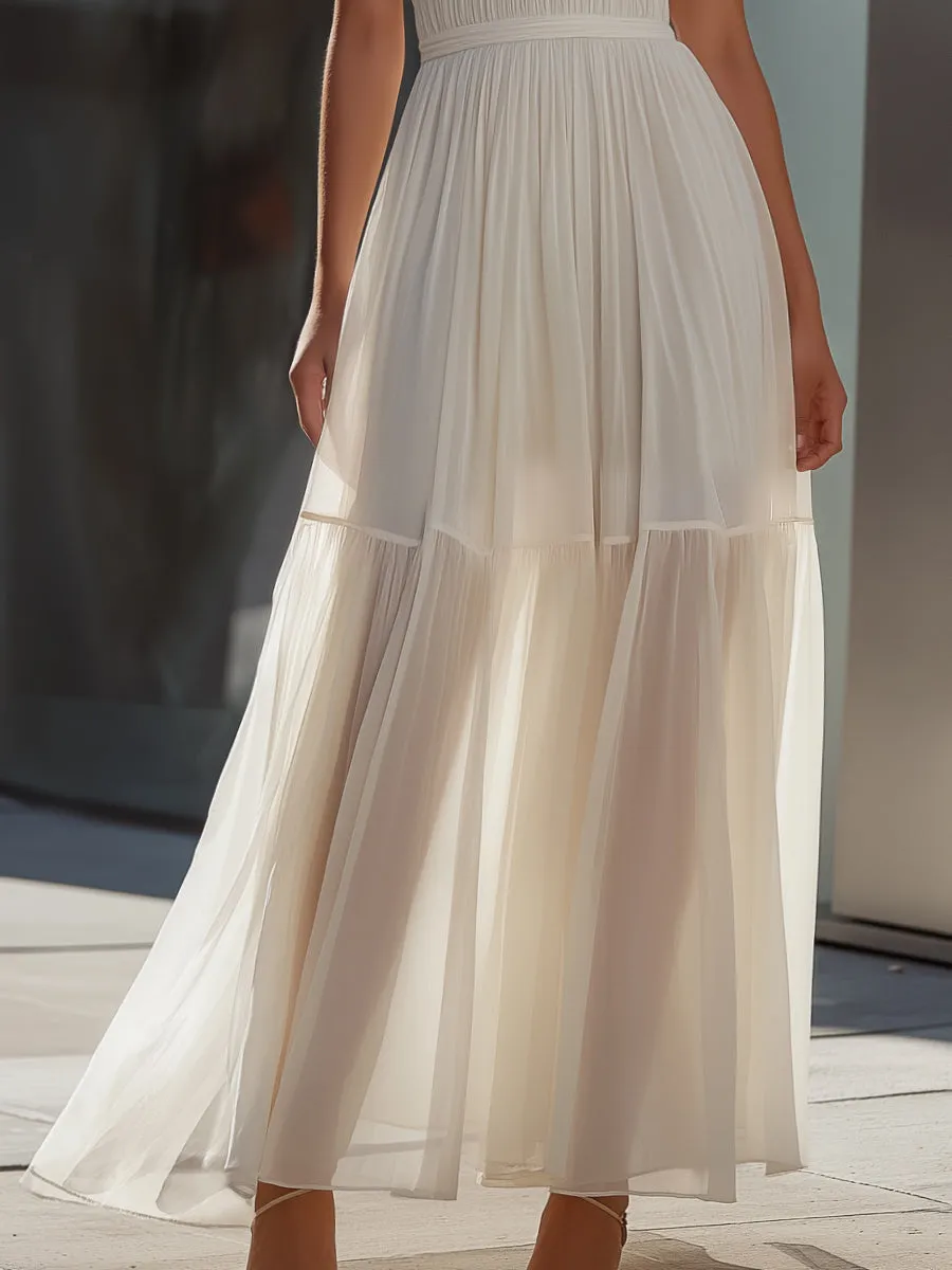 Spaghetti Strap Pleated Flowing Maxi Dress sold by Mooyius product image thumbnail 3