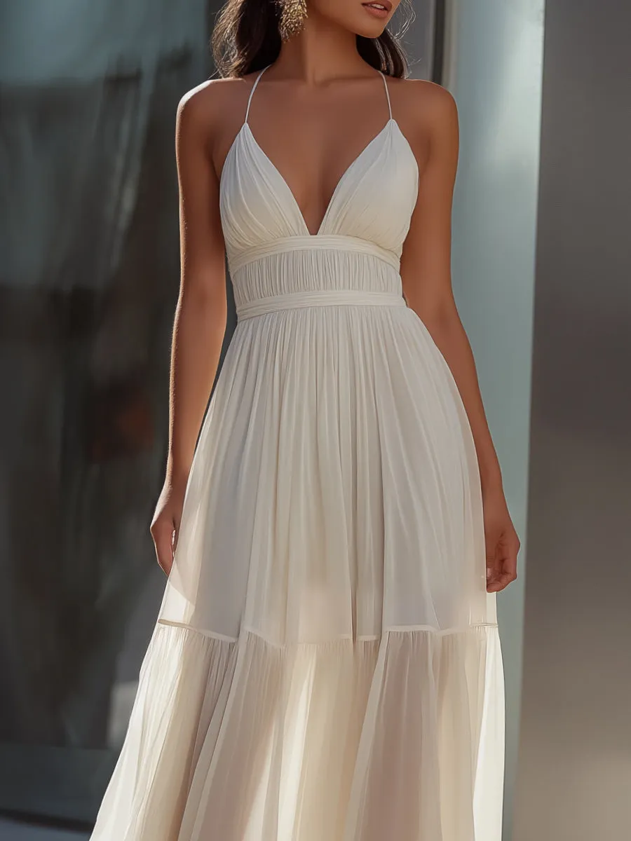 Spaghetti Strap Pleated Flowing Maxi Dress sold by Mooyius product image thumbnail 2
