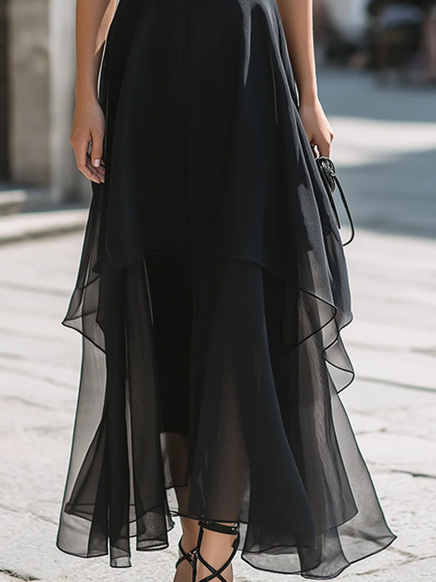 Halter Neck Layered Chiffon Maxi Dress sold by Mooyius product image thumbnail 3