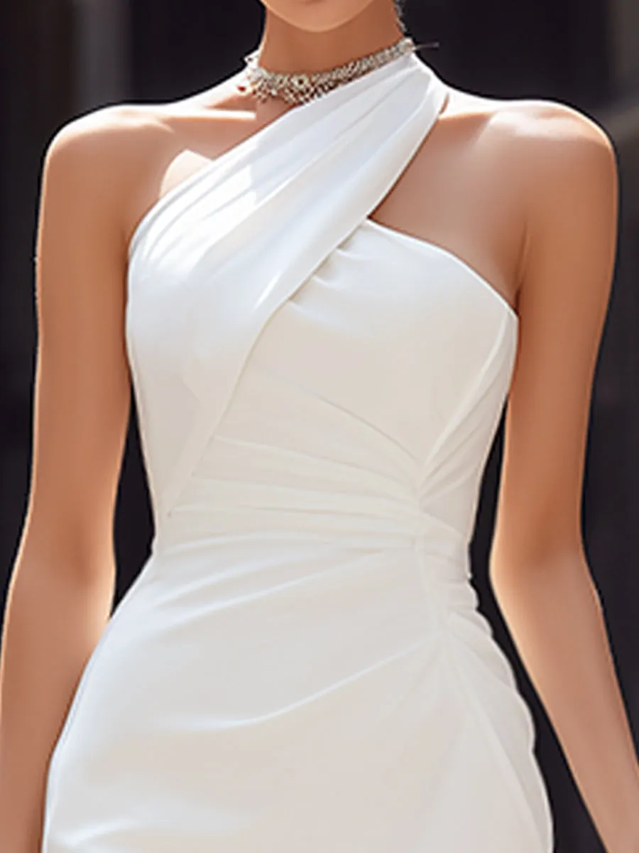 Asymmetric Draped Halter Neck Sculpted Midi Dress sold by Mooyius product image thumbnail 2