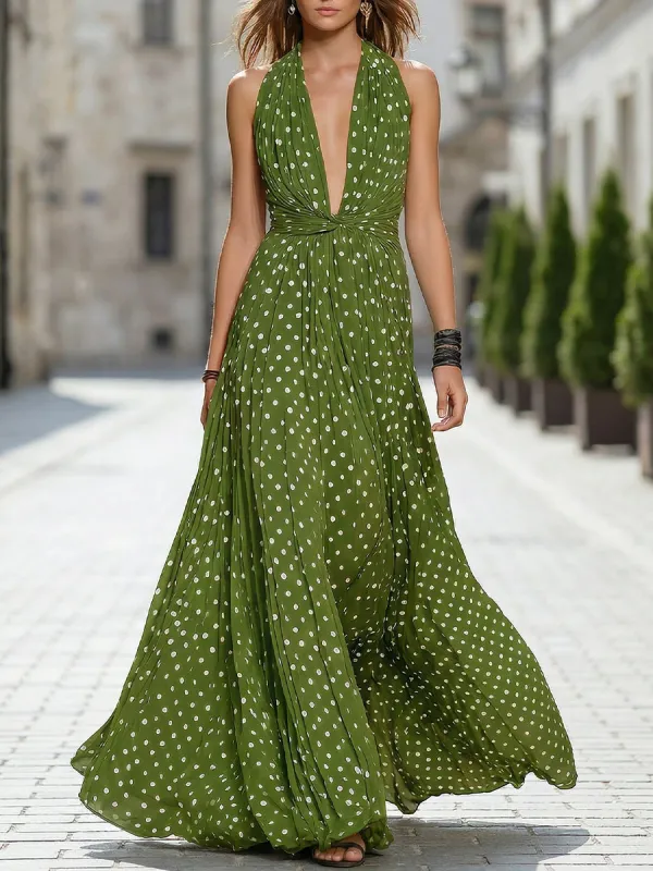 Polka Dot Halter Maxi Dress made by Mooyius