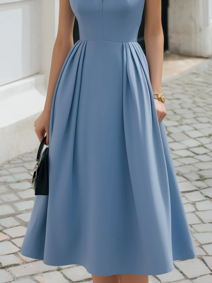 Sleeveless Bow Detail Structured A-Line Midi Dress sold by Mooyius product image thumbnail 3