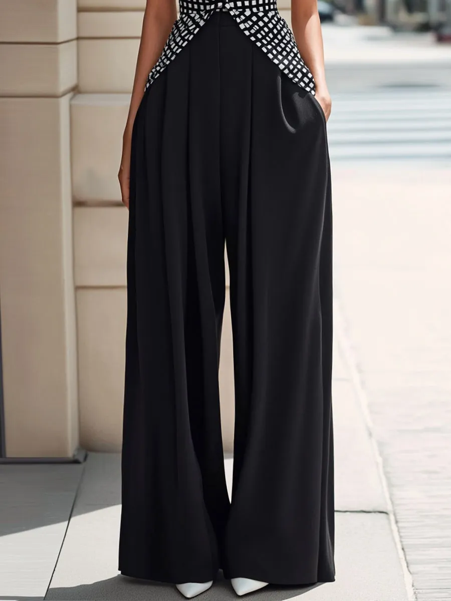 Geometric Print Draped Top And Wide-Leg Pants Set sold by Mooyius product image thumbnail 3