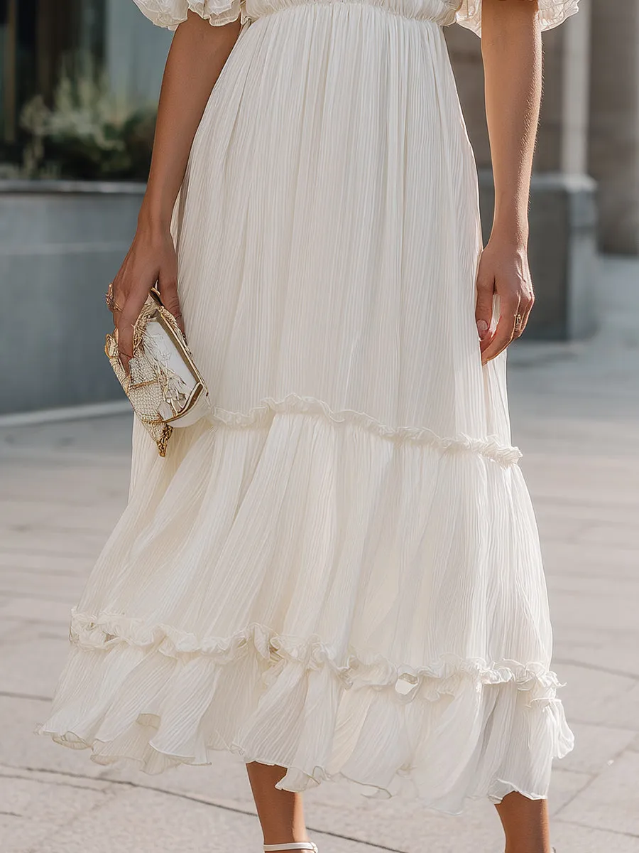Ruffled High Neck Tiered Midi Dress sold by Mooyius product image thumbnail 4