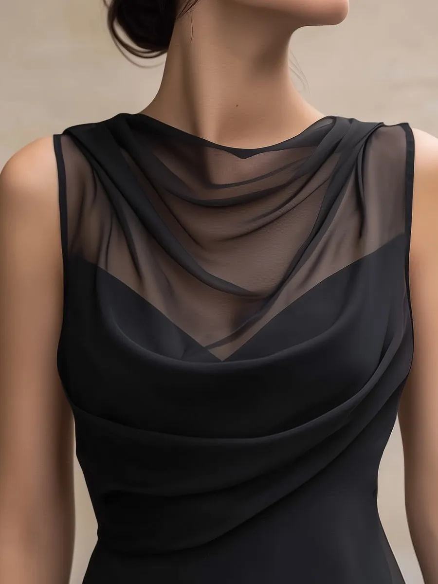 Sheer Mesh Draped Sleeveless Blouse sold by Mooyius product image thumbnail 2