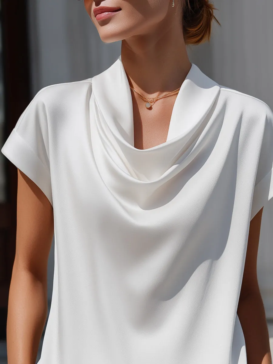 Acetate Satin Draped Cowl Neck Blouse sold by Mooyius product image thumbnail 2