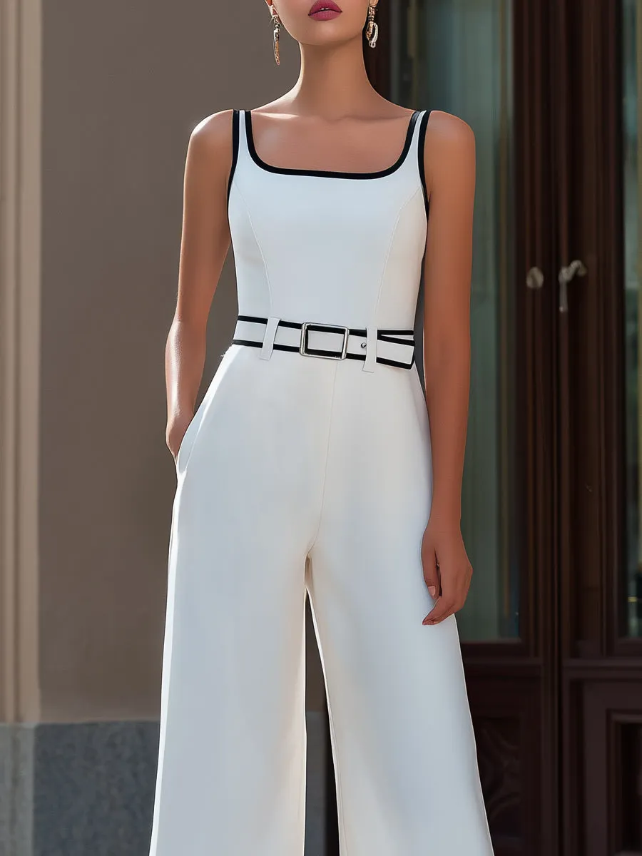 Contrast Trim Square Neck Wide-Leg Jumpsuit sold by Mooyius product image thumbnail 2