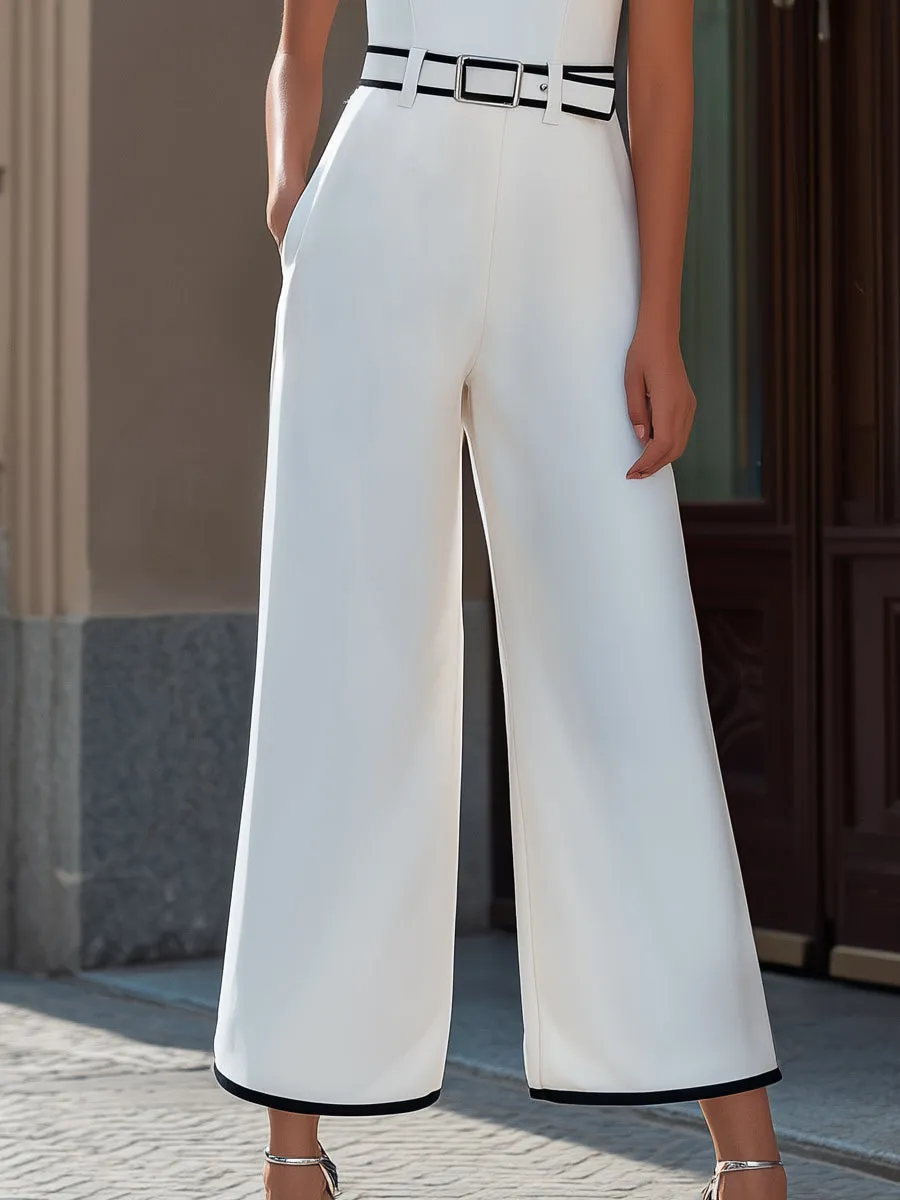 Contrast Trim Square Neck Wide-Leg Jumpsuit sold by Mooyius product image thumbnail 3