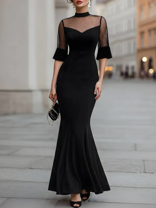 Polka Dot Mesh Mermaid Evening Gown made by Mooyius