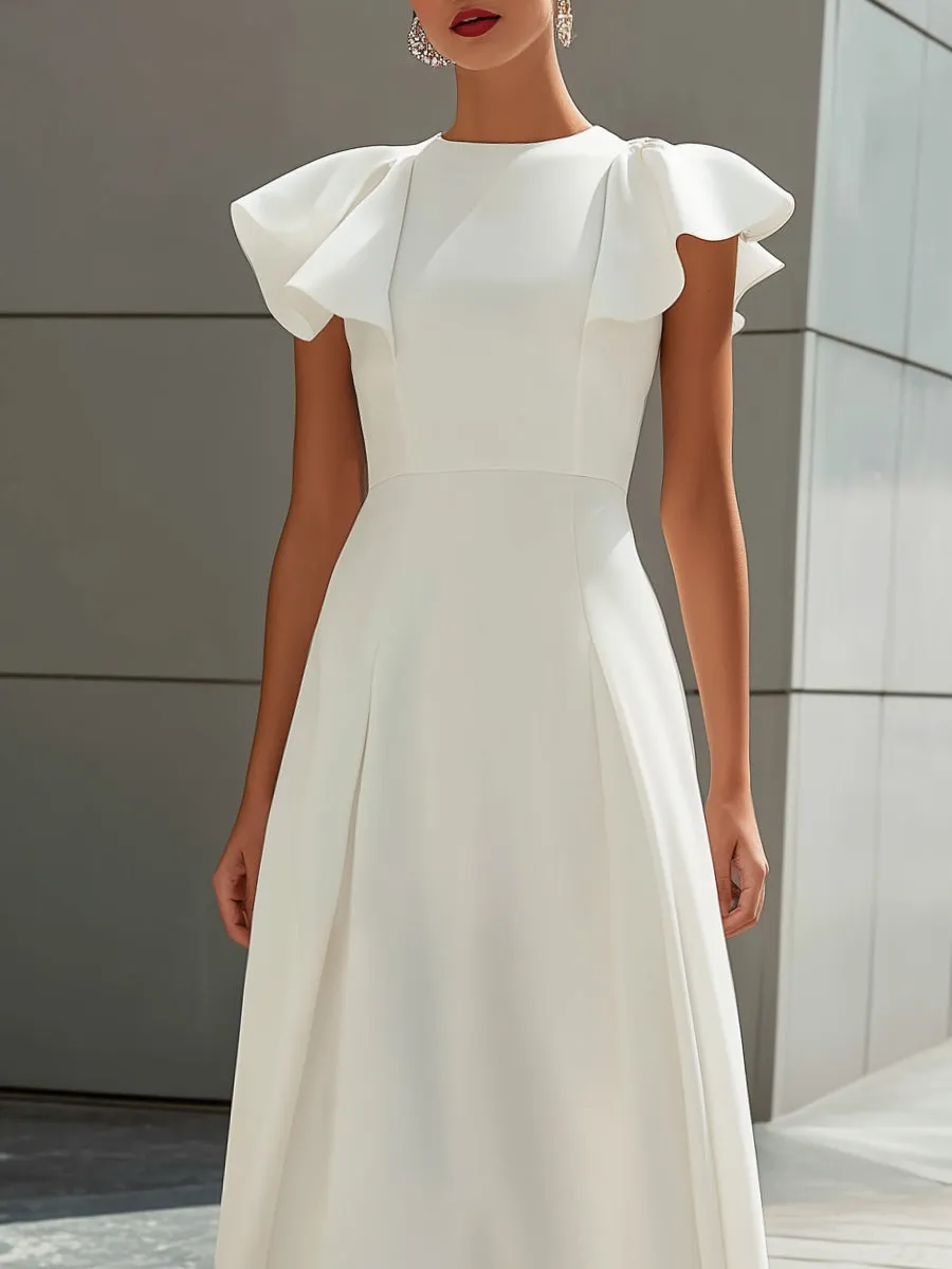 Ruffle Sleeve Structured A-Line Maxi Dress sold by Mooyius product image thumbnail 2