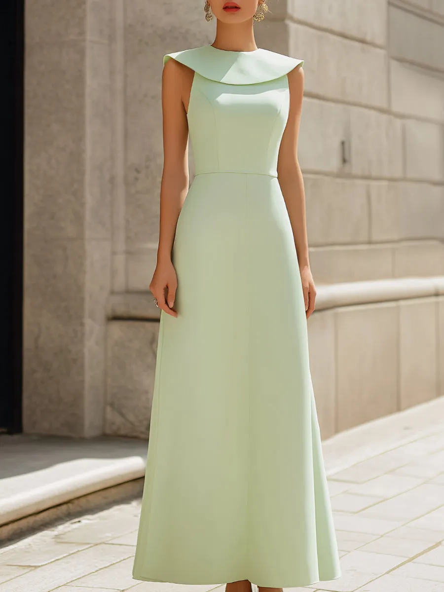 Sculpted Collar Sleeveless A-Line Maxi Dress sold by Mooyius