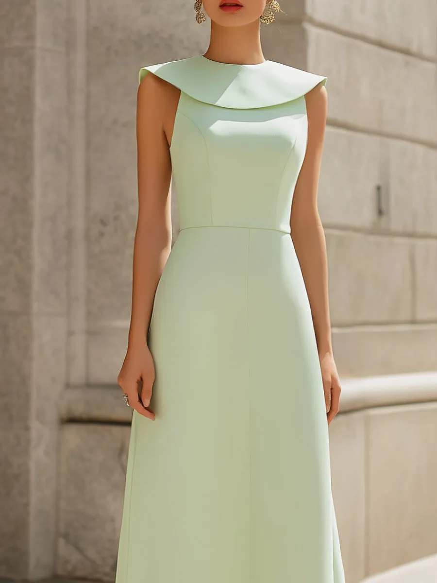 Sculpted Collar Sleeveless A-Line Maxi Dress sold by Mooyius product image thumbnail 2