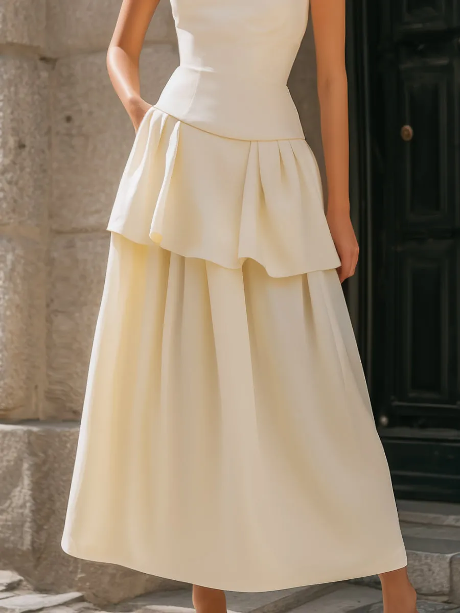 Strapless Tiered Peplum A-Line Midi Dress sold by Mooyius product image thumbnail 3