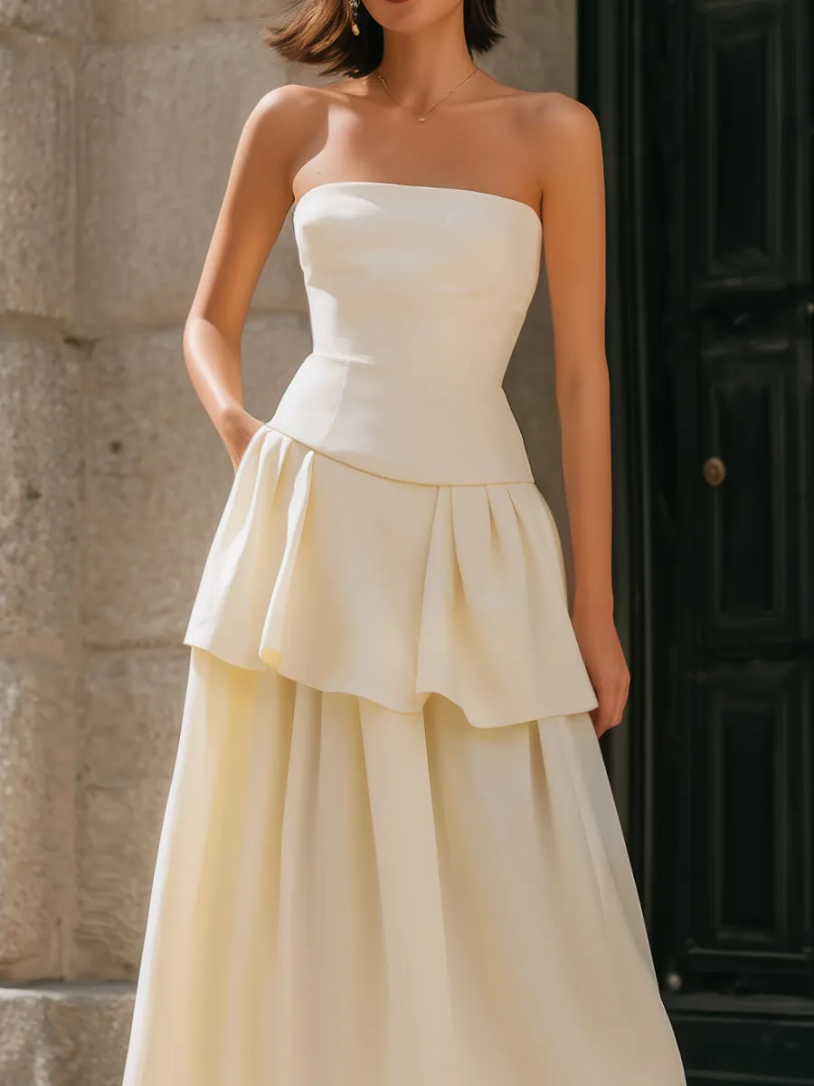 Strapless Tiered Peplum A-Line Midi Dress sold by Mooyius product image thumbnail 2