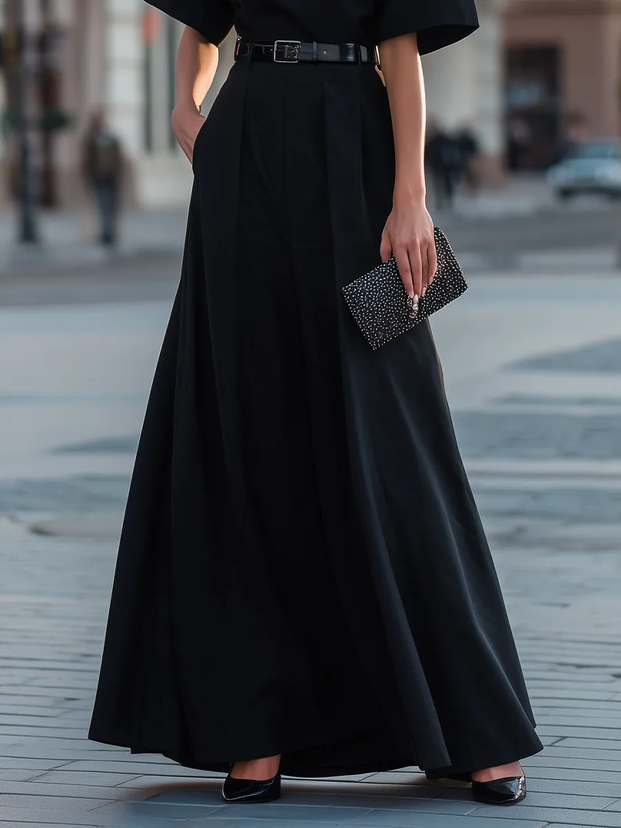 Round Neck Short Sleeve Belted A-Line Maxi Dress sold by Mooyius product image thumbnail 4