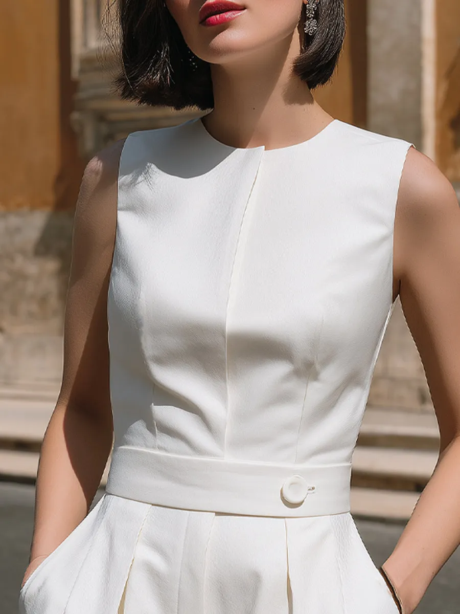 Minimalist Sleeveless Tailored Belted Romper sold by Mooyius product image thumbnail 2