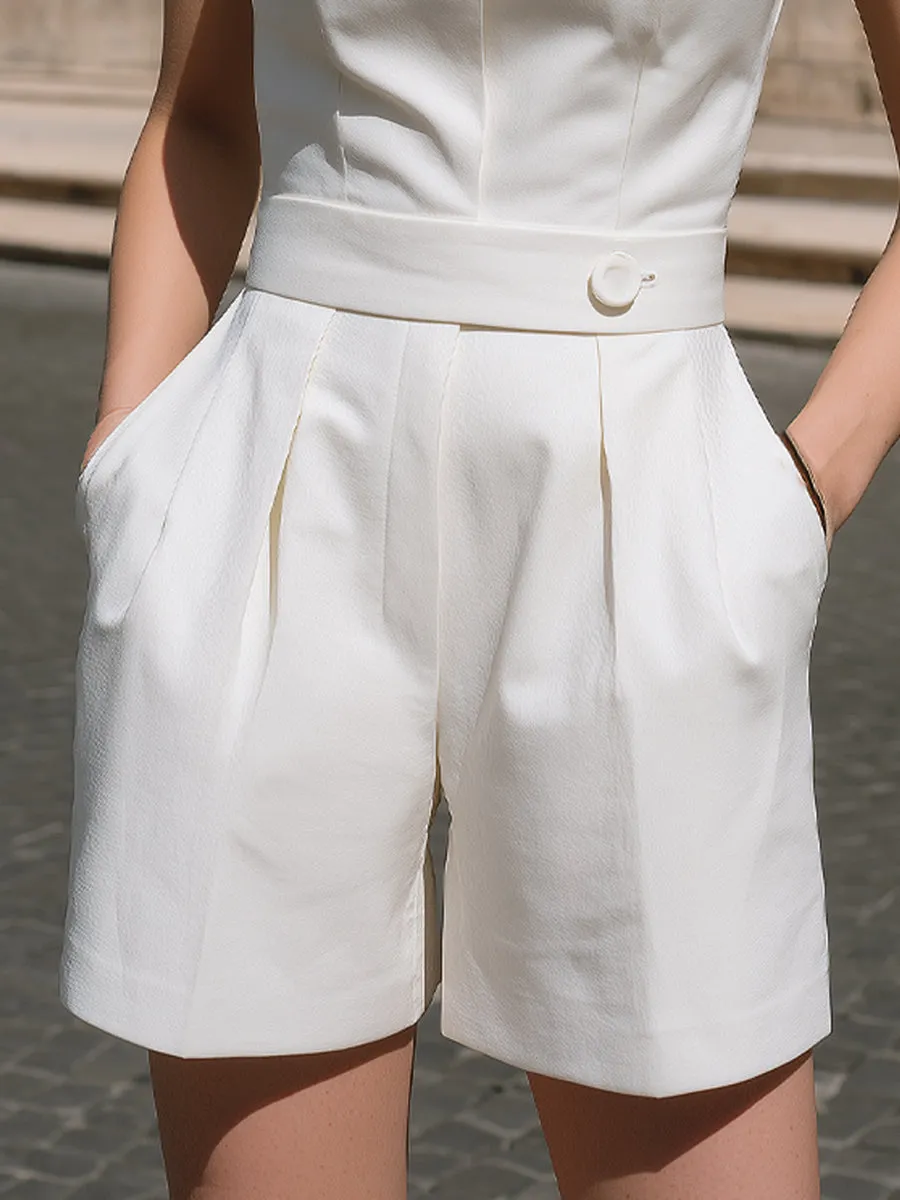 Minimalist Sleeveless Tailored Belted Romper sold by Mooyius product image thumbnail 3