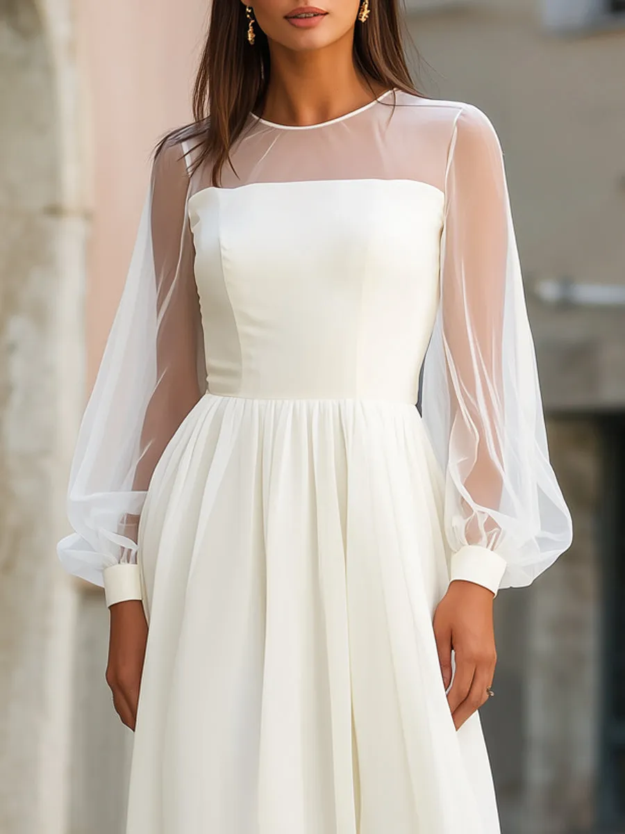 Sheer Sleeve Empire Waist Flowing Midi Dress sold by Mooyius product image thumbnail 2