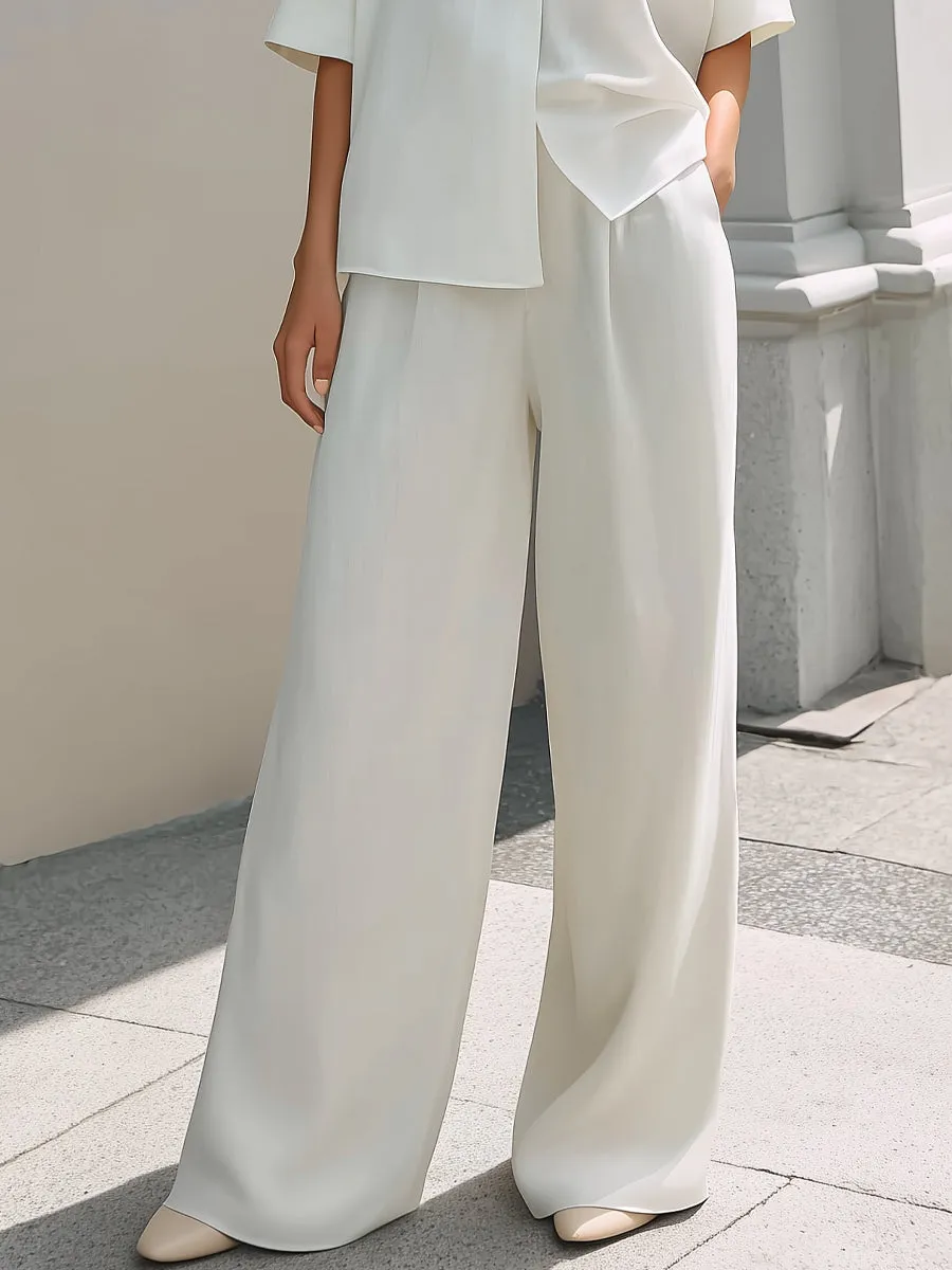 Minimalist Stand Collar Cotton Linen Top And Wide-Leg Pants Set sold by Mooyius product image thumbnail 3
