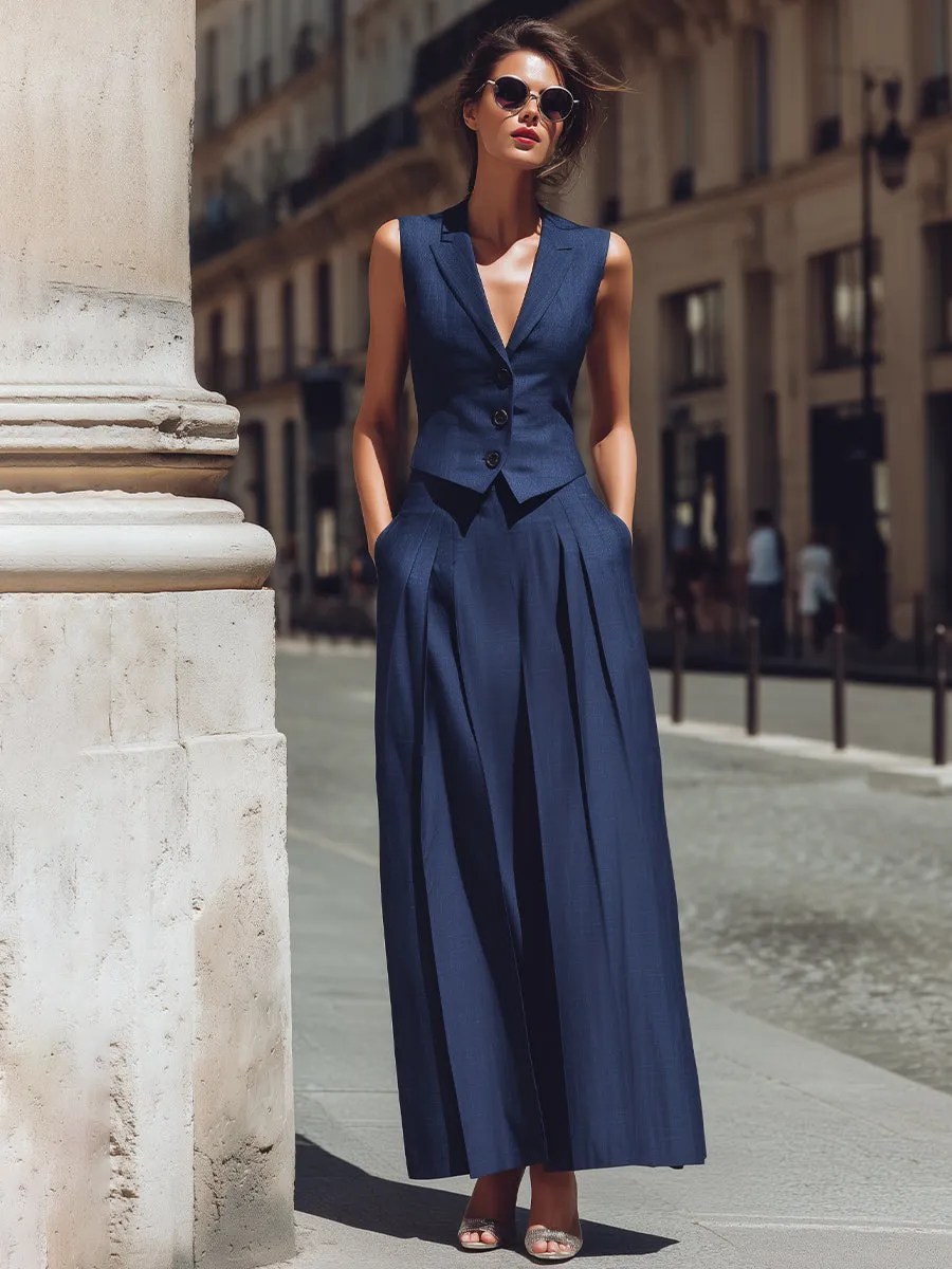 Tailored Sleeveless Vest And Pleated Skirt Set sold by Mooyius product image thumbnail 2