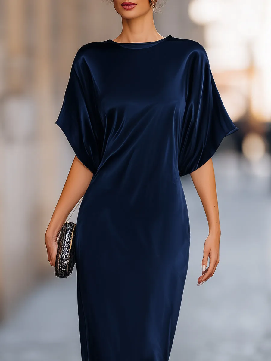 Relaxed Batwing Sleeve Fluid Column Maxi Dress sold by Mooyius product image thumbnail 3