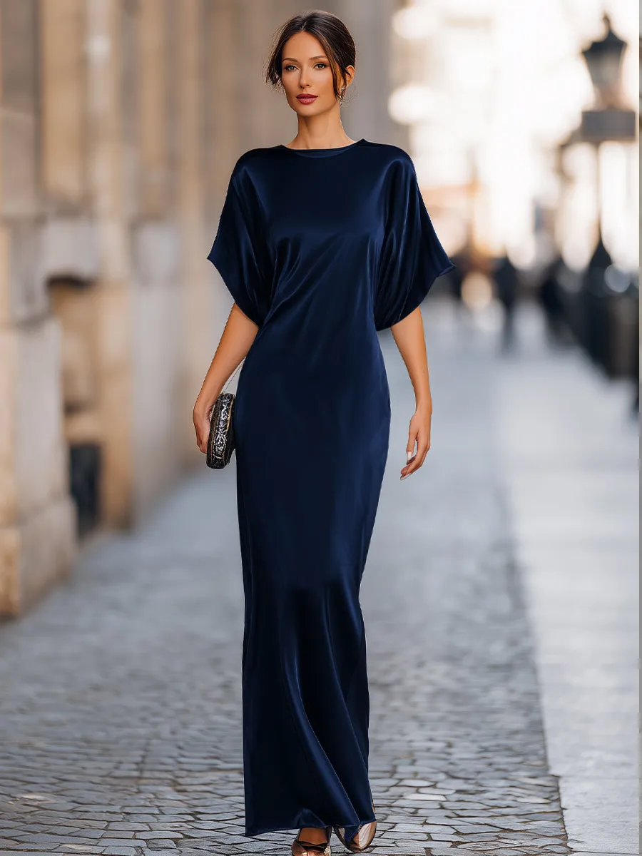 Relaxed Batwing Sleeve Fluid Column Maxi Dress sold by Mooyius product image thumbnail 2