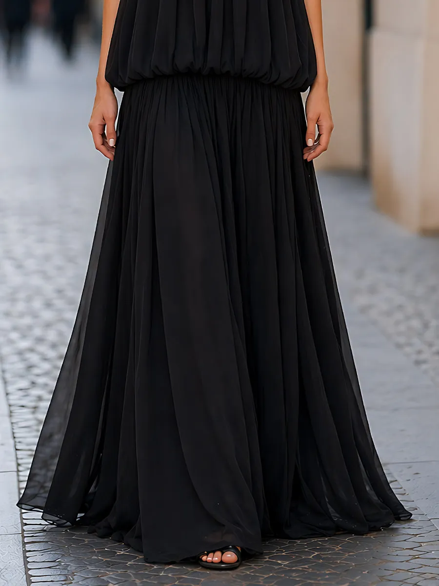Strapless Gathered Bodice Layered Maxi Dress sold by Mooyius product image thumbnail 4