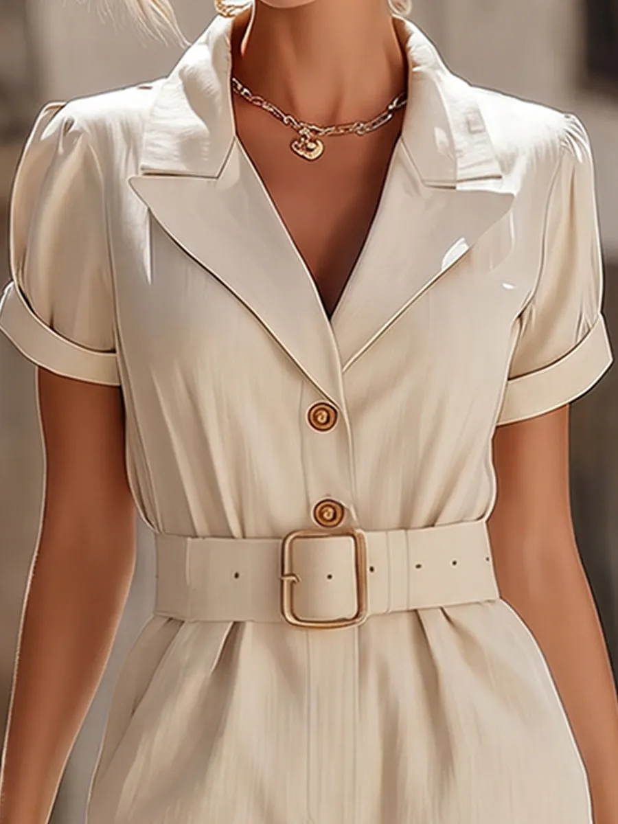 Linen-Blend Belted Blazer Romper sold by Mooyius product image thumbnail 3