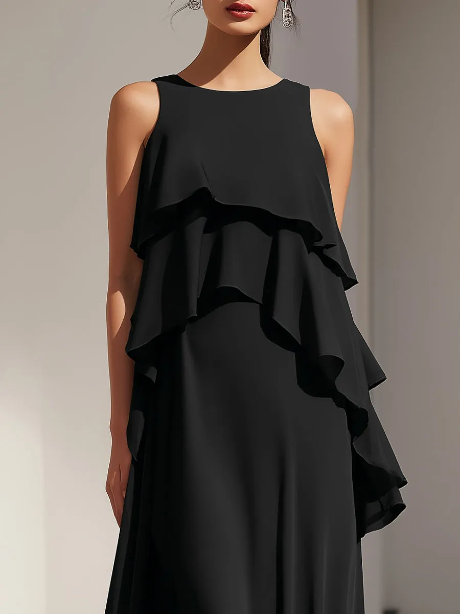 Sleeveless Layered Ruffle Flowing Maxi Dress sold by Mooyius product image thumbnail 2