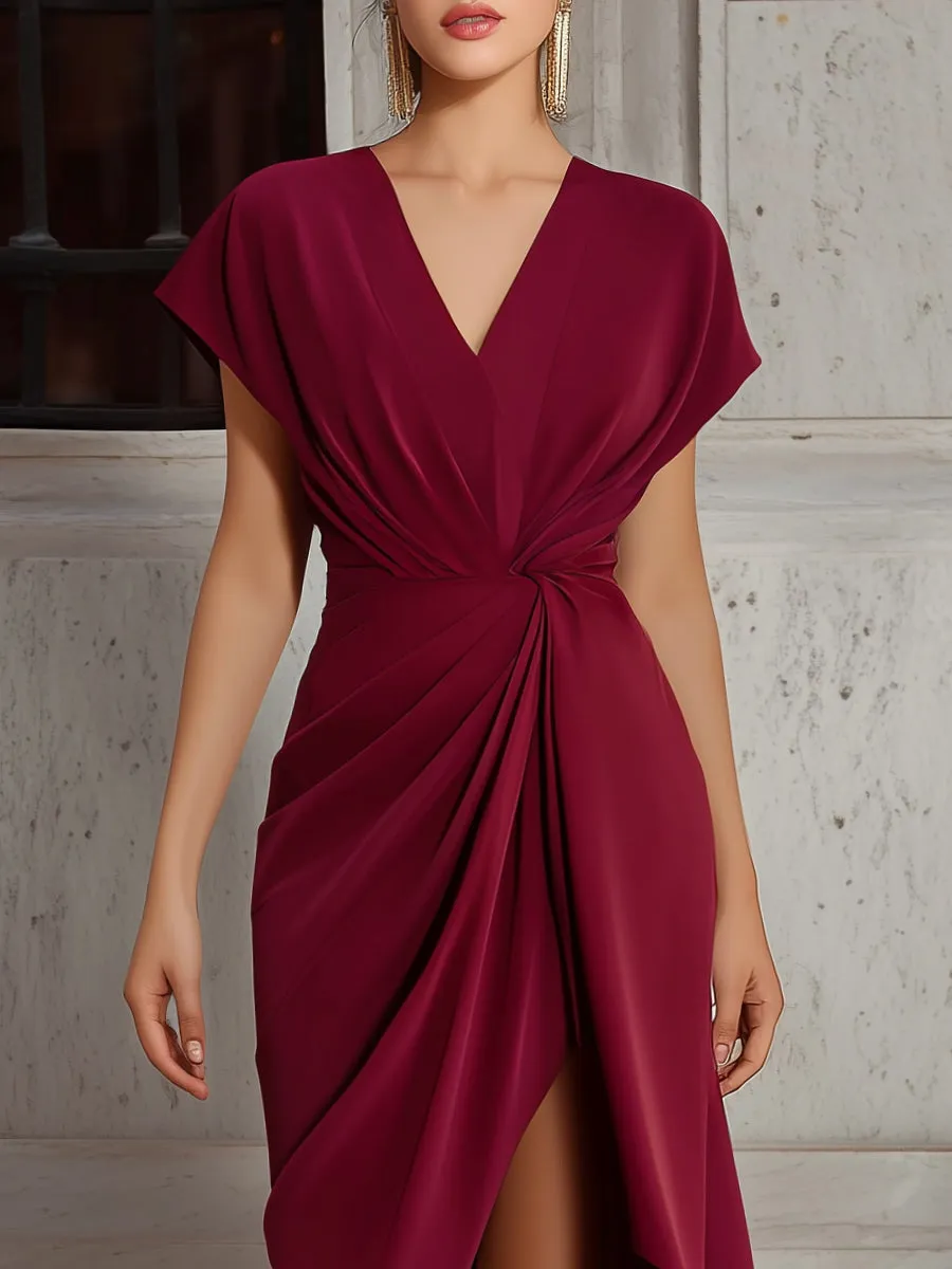 Draped Twist-Waist Asymmetric Hem Maxi Dress sold by Mooyius product image thumbnail 2