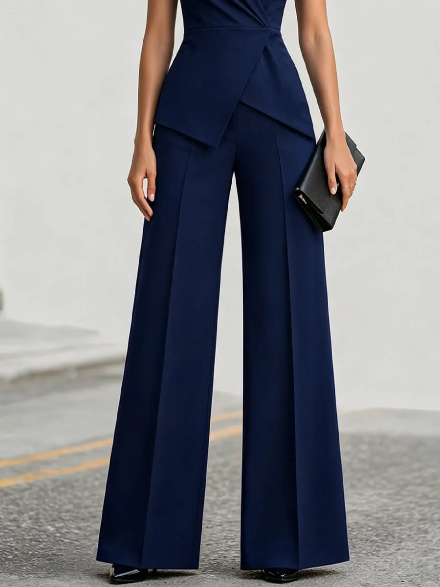 Structured Wrap Peplum Top And Wide-Leg Pants Set sold by Mooyius product image thumbnail 3