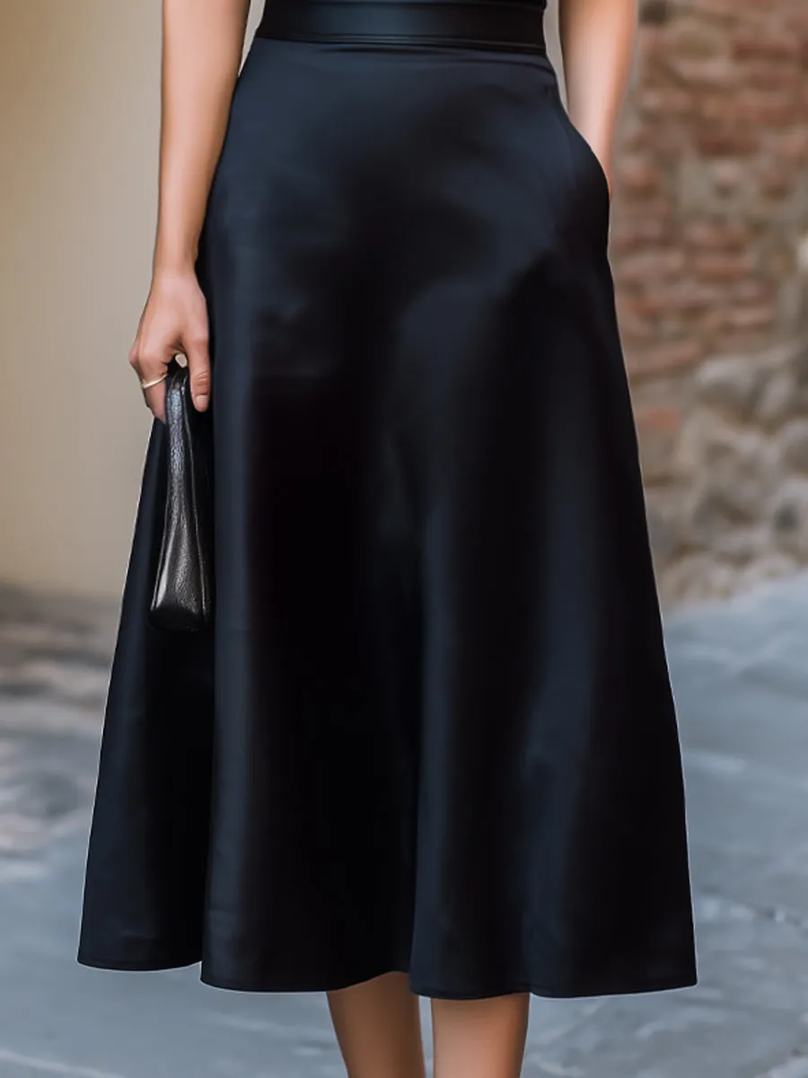 Ribbed Knit Turtleneck Top And A-Line Midi Skirt Set sold by Mooyius product image thumbnail 3