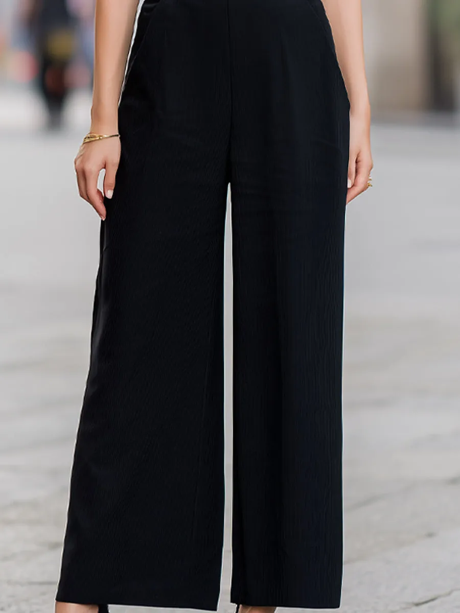 Sheer Sleeve High-Waist Wide-Leg Tailored Jumpsuit sold by Mooyius product image thumbnail 3