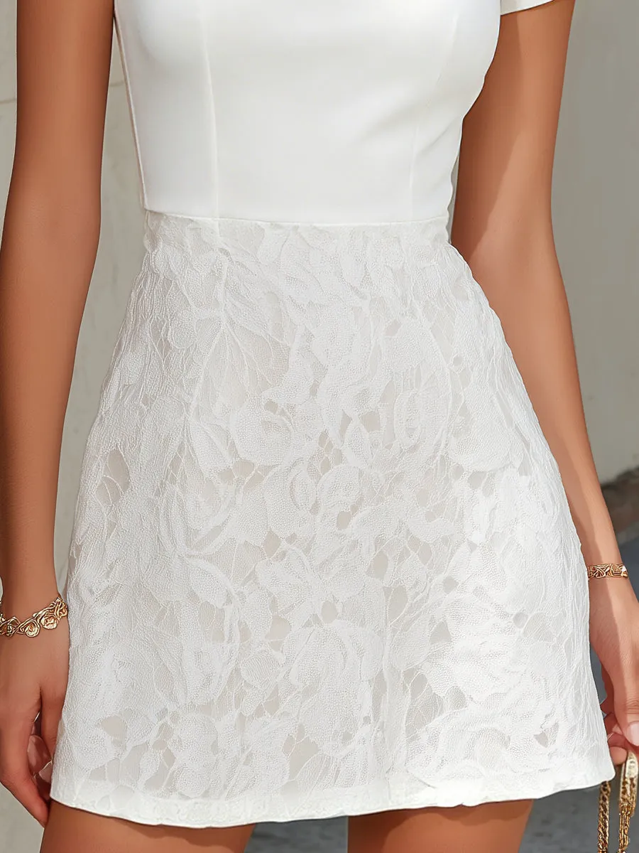 Minimalist Fitted Top And Lace Mini Skirt Dress sold by Mooyius product image thumbnail 3